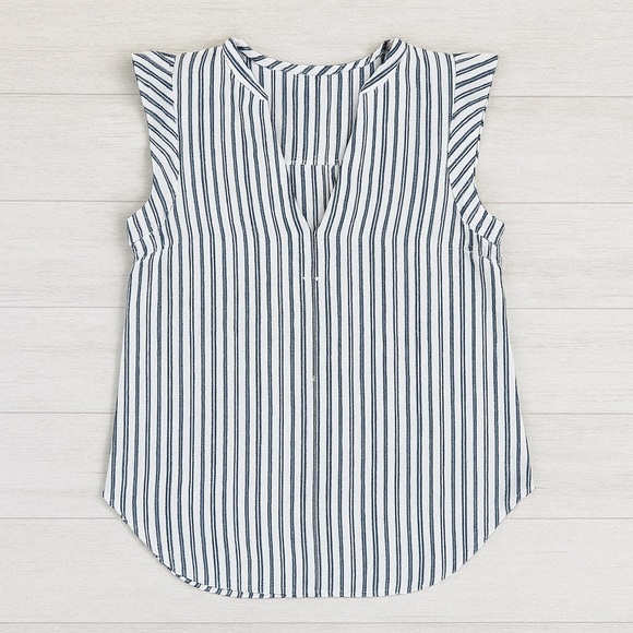 Old Navy Tops - Old Navy | Linen-Cotton Striped Flutter Sleeve Top